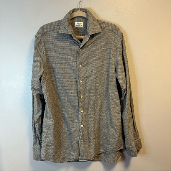 Stenströms Shirt Gray Houndstooth Button Up Long Sleeve Sz L EUC Cotton - Picture 1 of 9